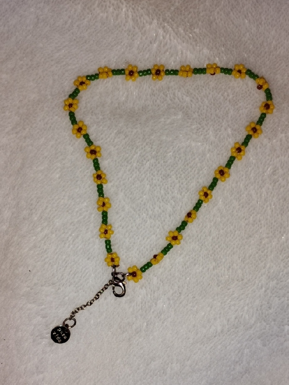 Handmade  Pura Vida Yellow Sunflower  Beaded Ankle Bracelet